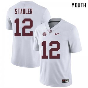 NCAA Youth Alabama Crimson Tide #12 Ken Stabler Stitched College Nike Authentic White Football Jersey KU17P68ZG